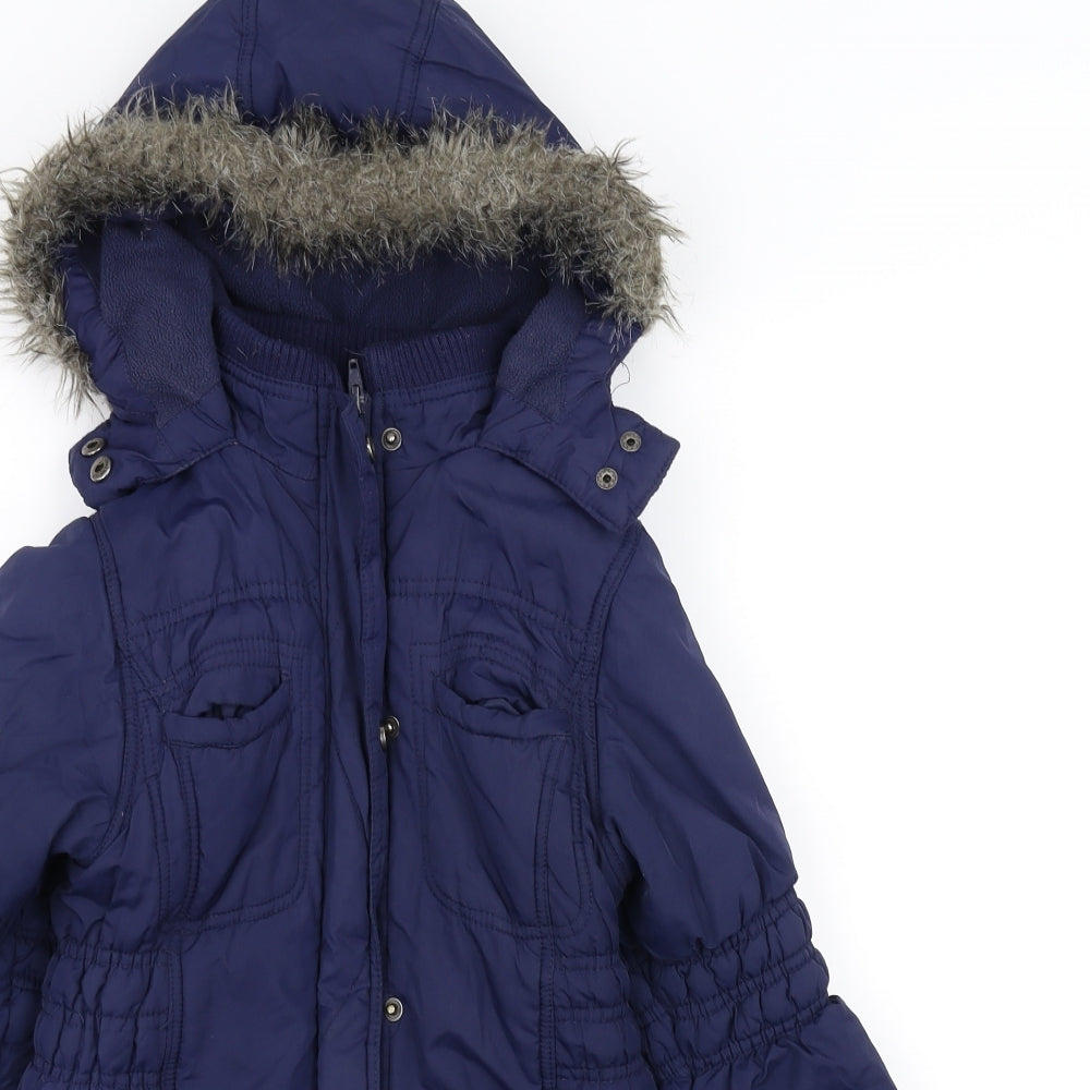 ST DENNIES Girls Blue   Parka Coat Size 8 Years