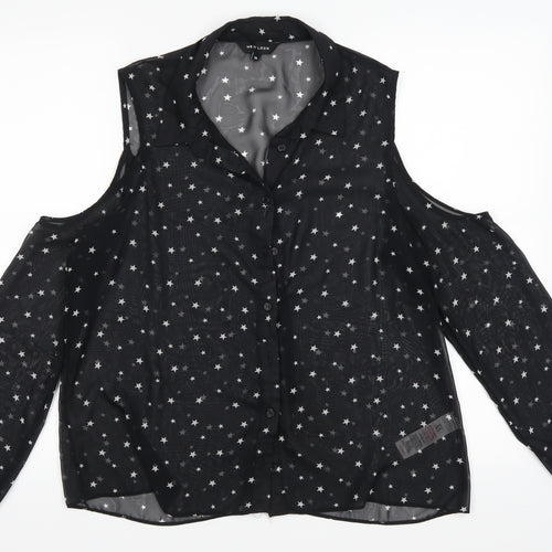 New Look Womens Black   Basic Blouse Size 14  - see through