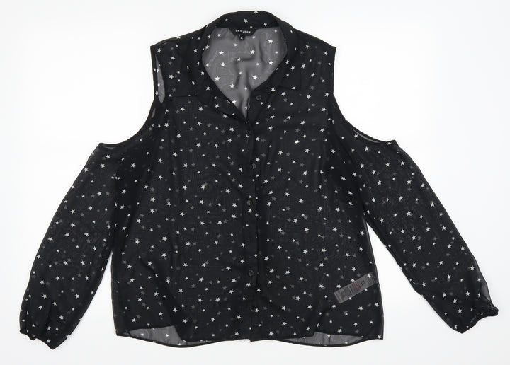New Look Womens Black Basic Blouse Size 14 - see through