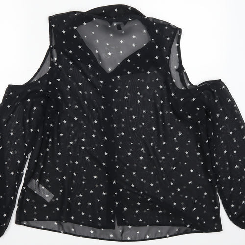 New Look Womens Black   Basic Blouse Size 14  - see through