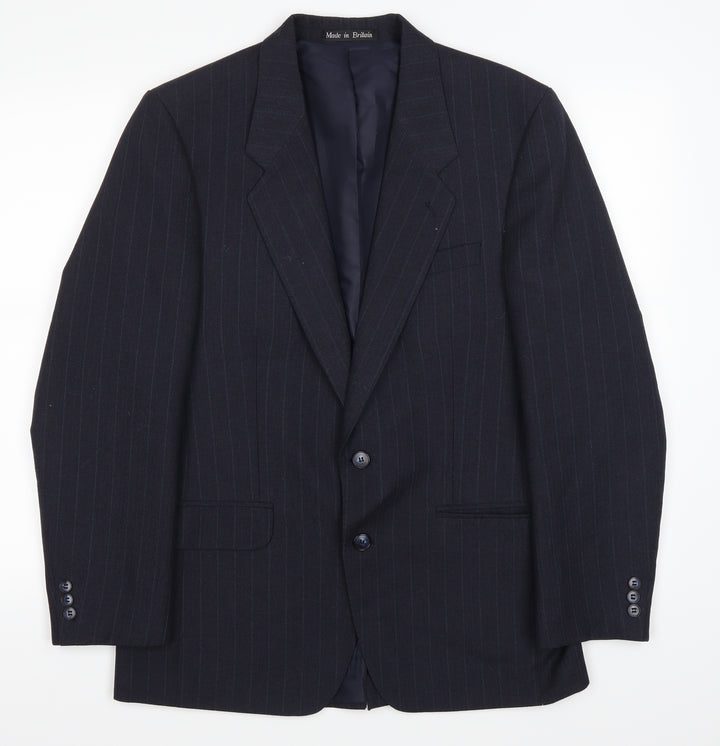 greenwoods Mens Blue Striped Jacket Blazer Size 36