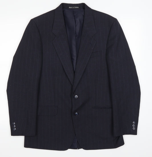 Front view of Greenwoods men’s blue striped jacket blazer, size 36