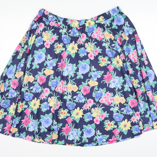 Classic Womens Blue Floral  Skater Skirt Size 33 in