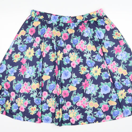 Classic Womens Blue Floral  Skater Skirt Size 33 in