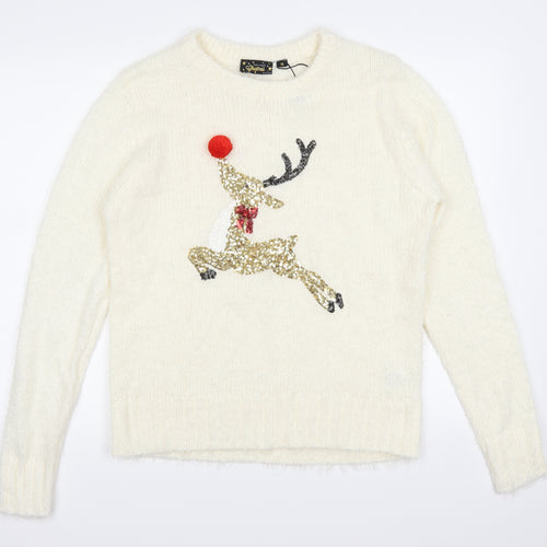 Brave Soul Womens Ivory   Pullover Jumper Size 18  - chrismtas