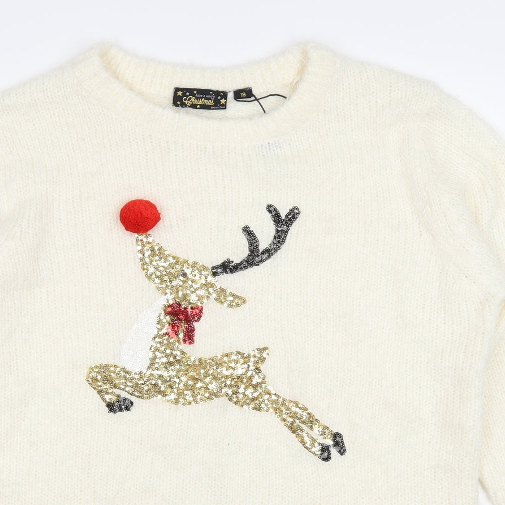 Brave Soul Womens Ivory   Pullover Jumper Size 18  - chrismtas