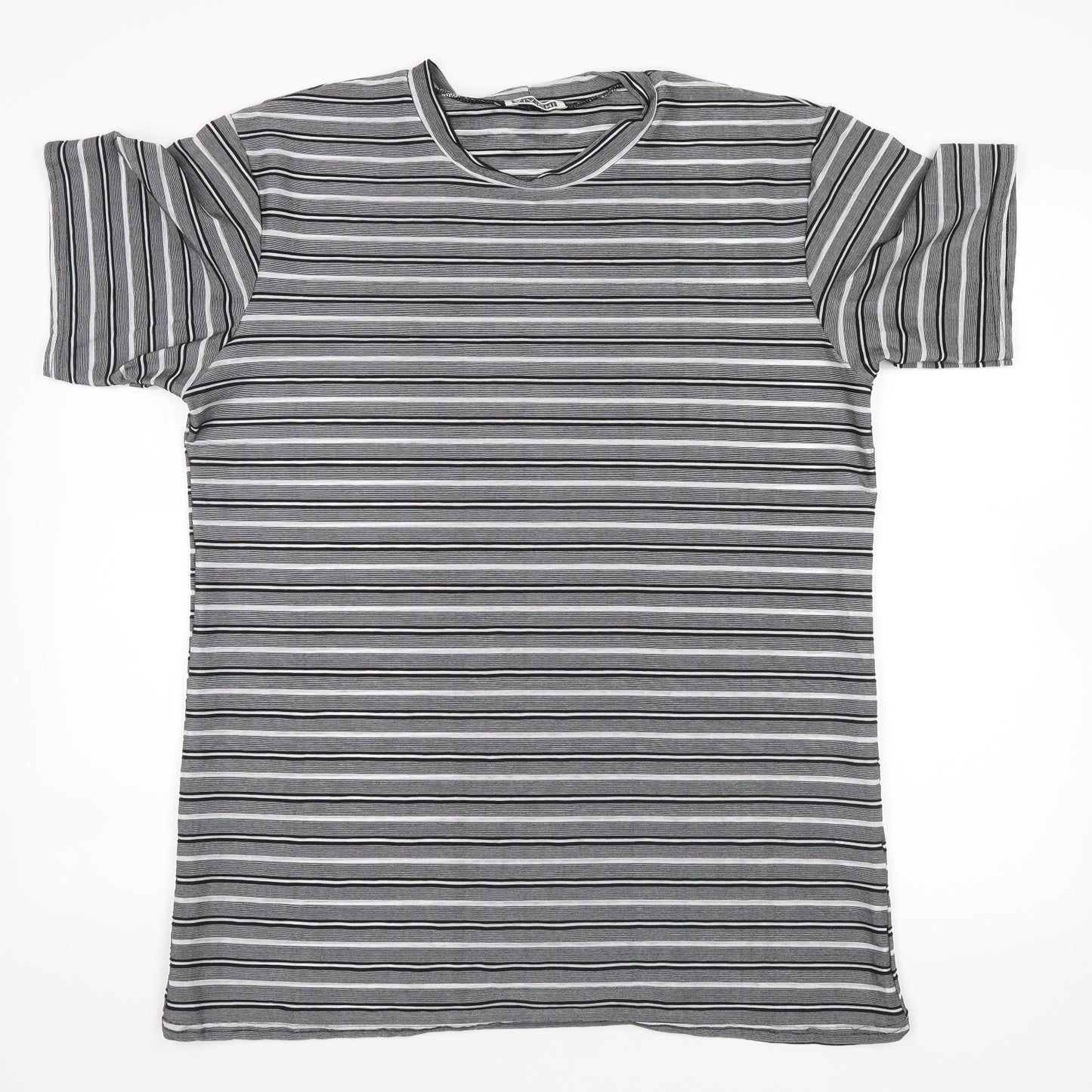 vivichi Mens Grey Striped   T-Shirt Size M