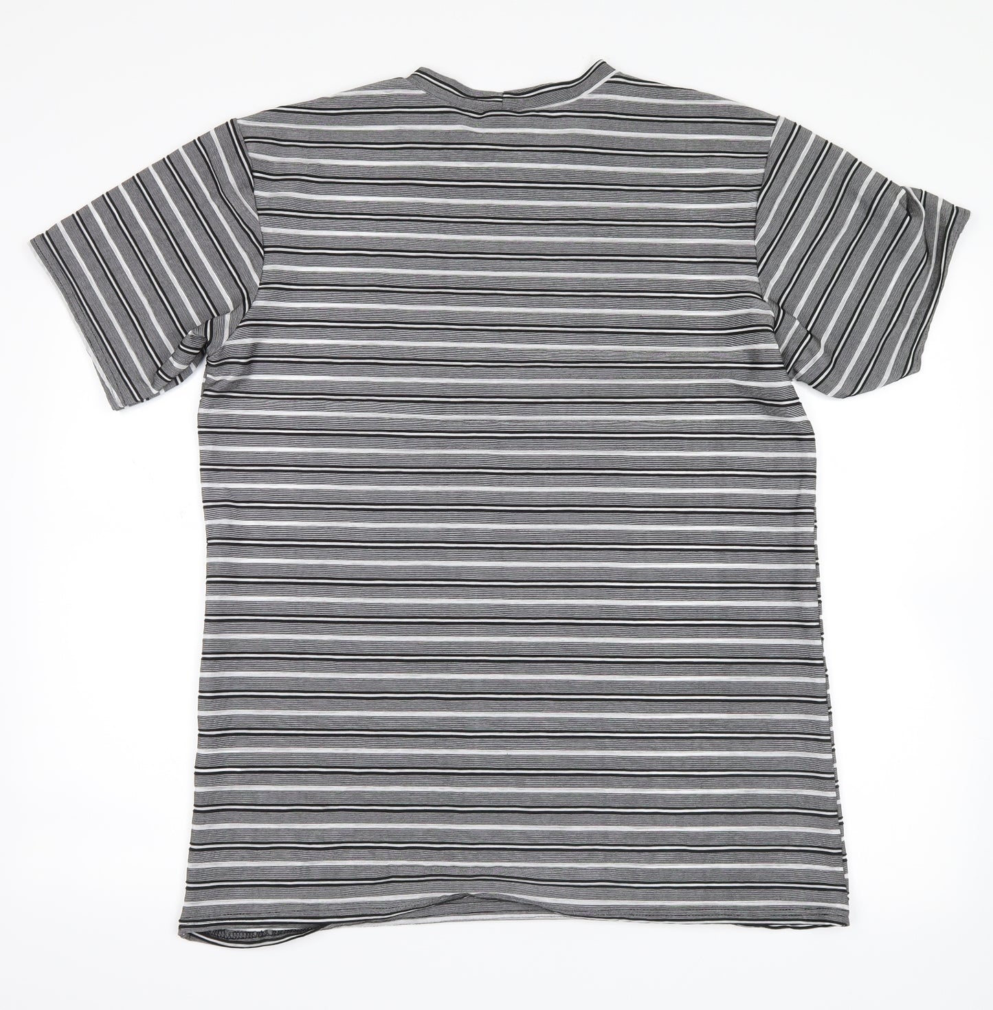 vivichi Mens Grey Striped   T-Shirt Size M