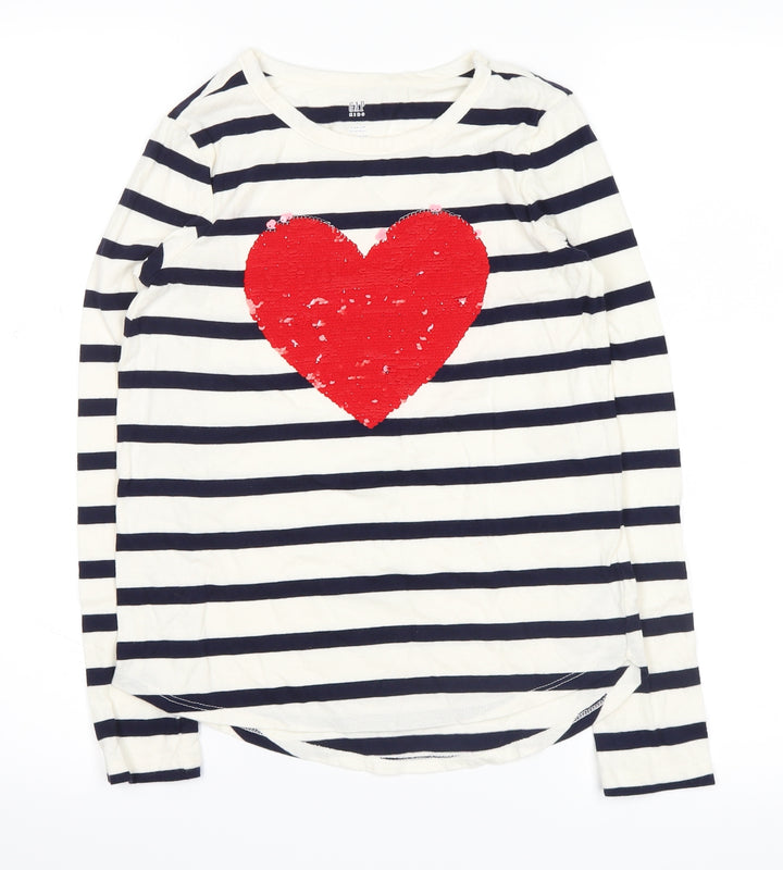 Gap Girls Blue Striped  Basic Casual Size L  - heart
