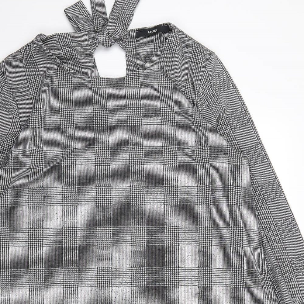 George Womens Grey Check  Shirt Dress  Size 14
