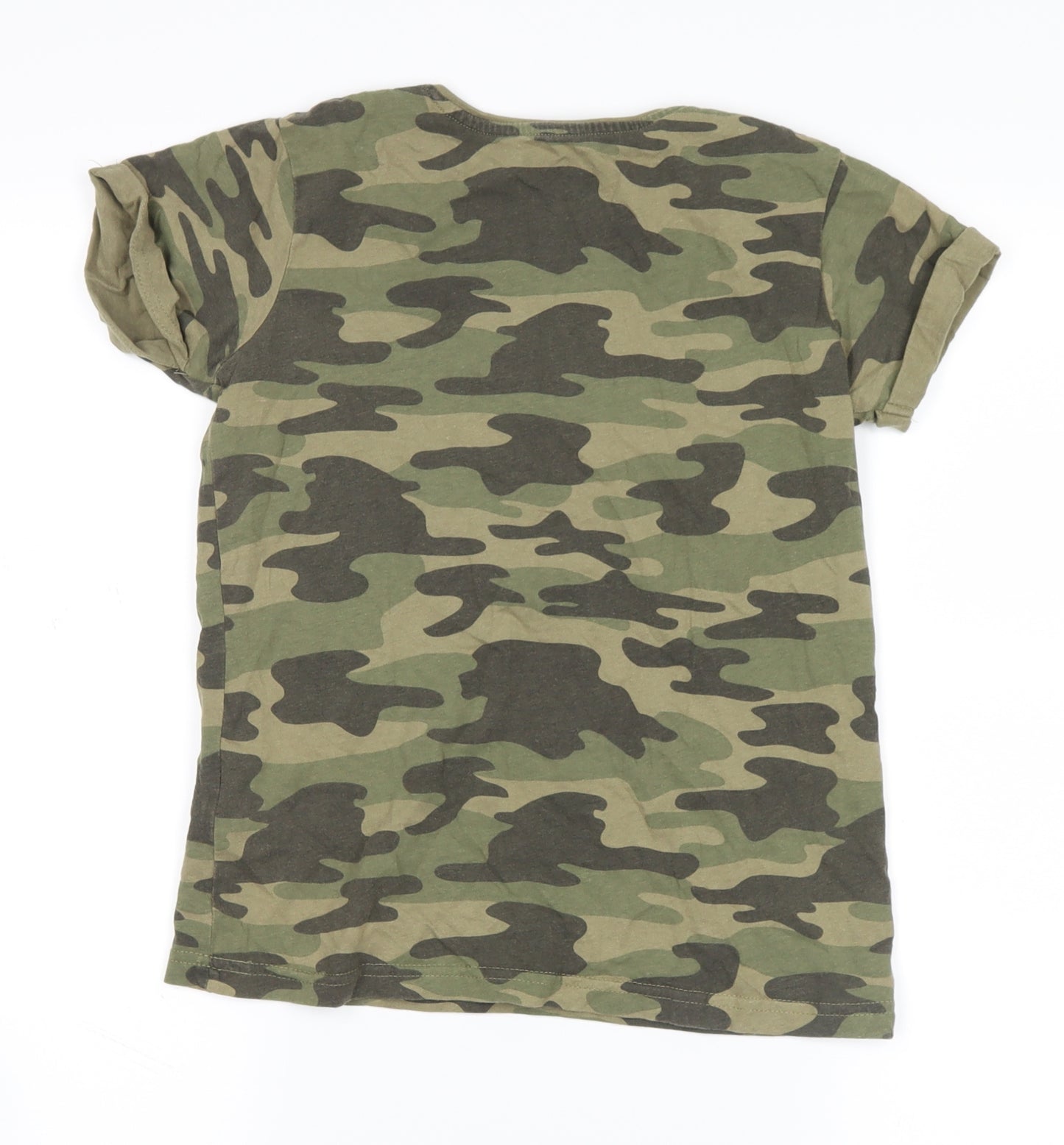 Primark Girls Grey Camouflage  Basic T-Shirt Size 10-11 Years  - gold heart