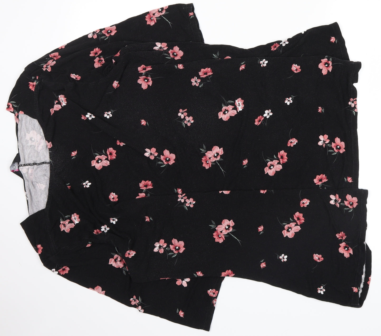 heart yours Womens Black Floral  Basic Blouse Size 24