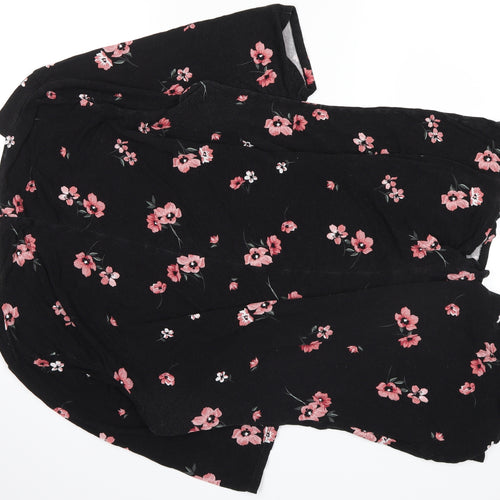 heart yours Womens Black Floral  Basic Blouse Size 24