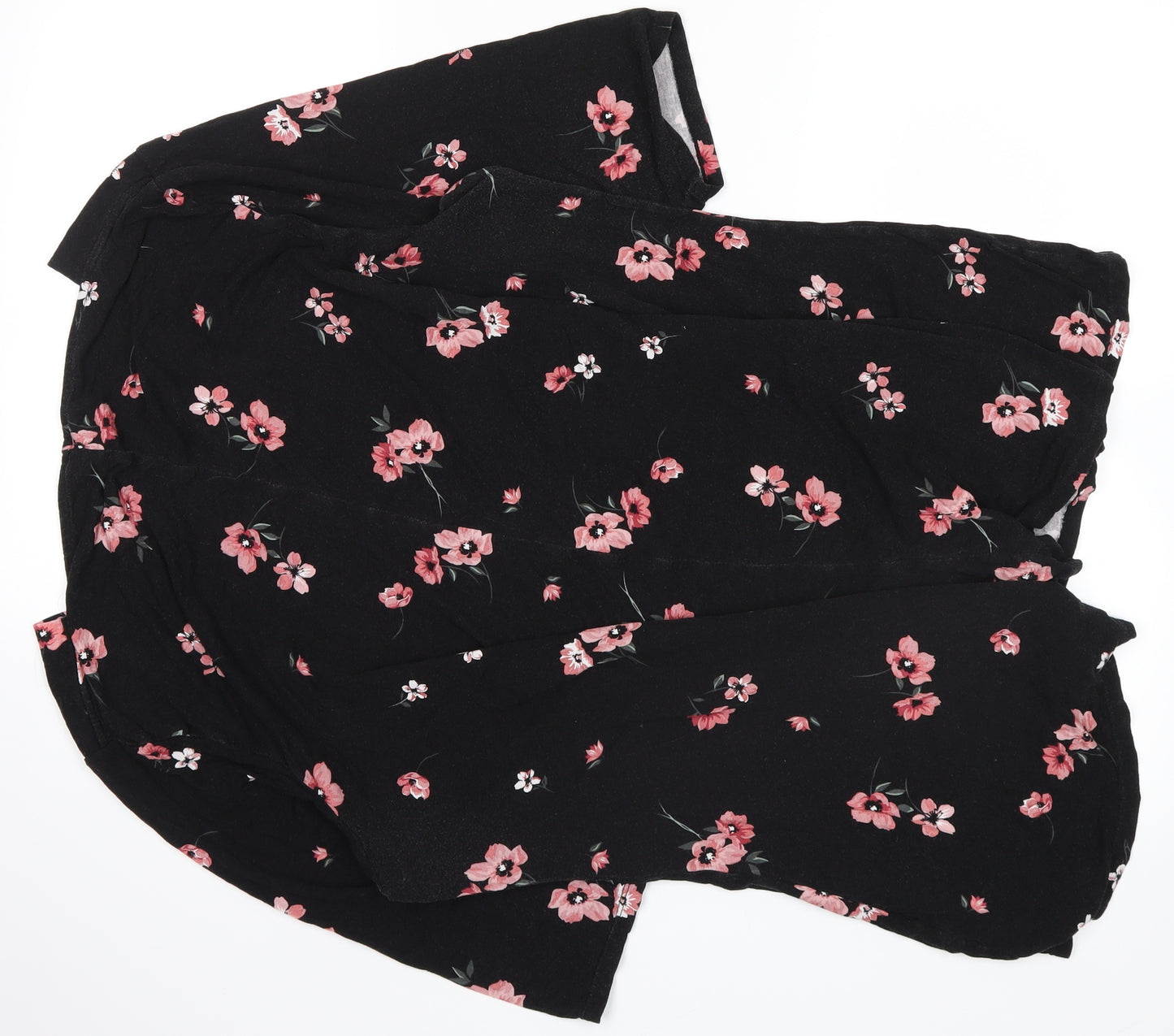 heart yours Womens Black Floral  Basic Blouse Size 24