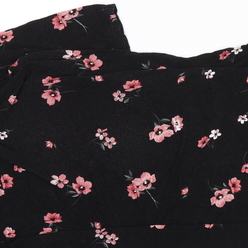 heart yours Womens Black Floral  Basic Blouse Size 24
