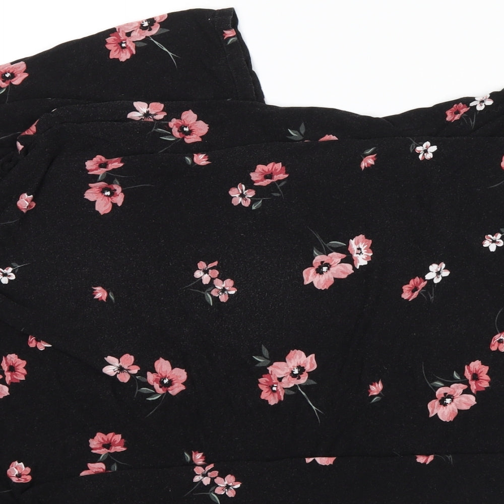 heart yours Womens Black Floral  Basic Blouse Size 24