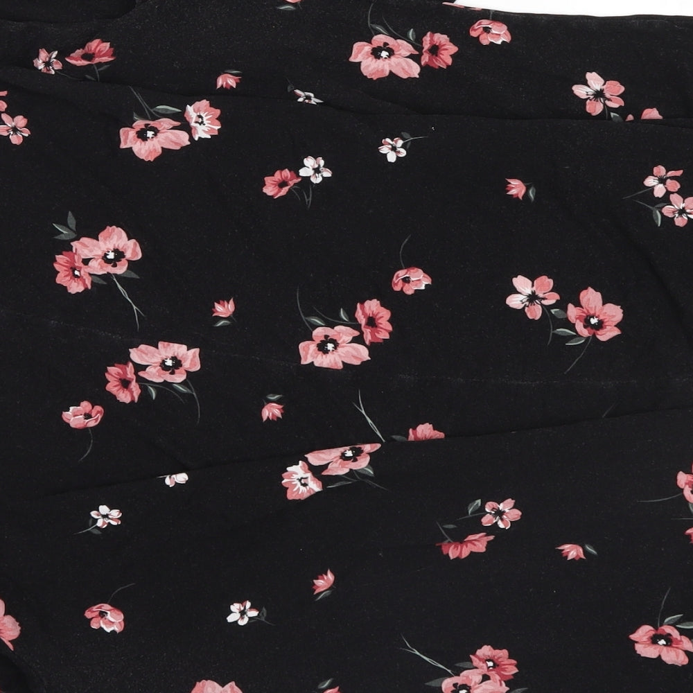 heart yours Womens Black Floral  Basic Blouse Size 24