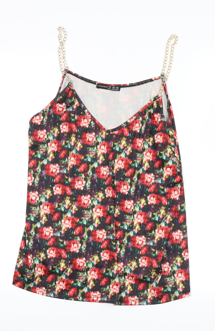 Atmosphere Womens Red Floral Basic Tank Size 14