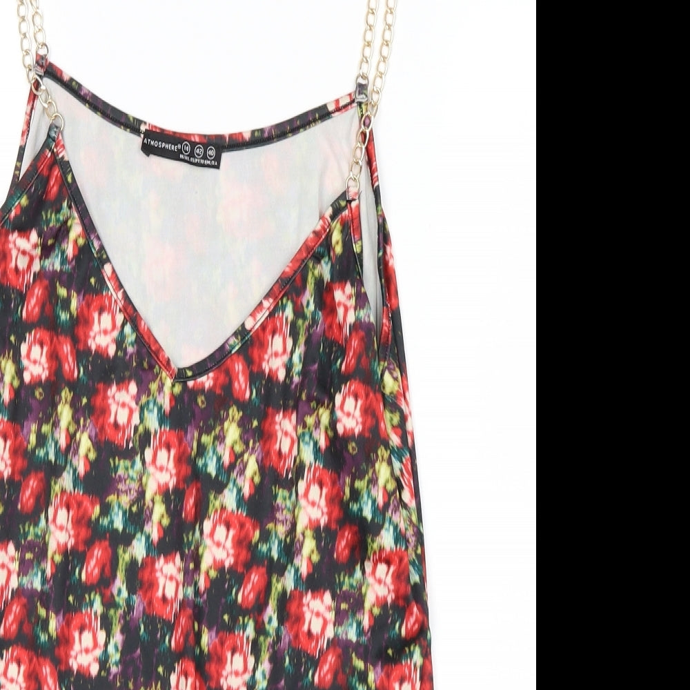 Atmosphere Womens Red Floral  Basic Tank Size 14