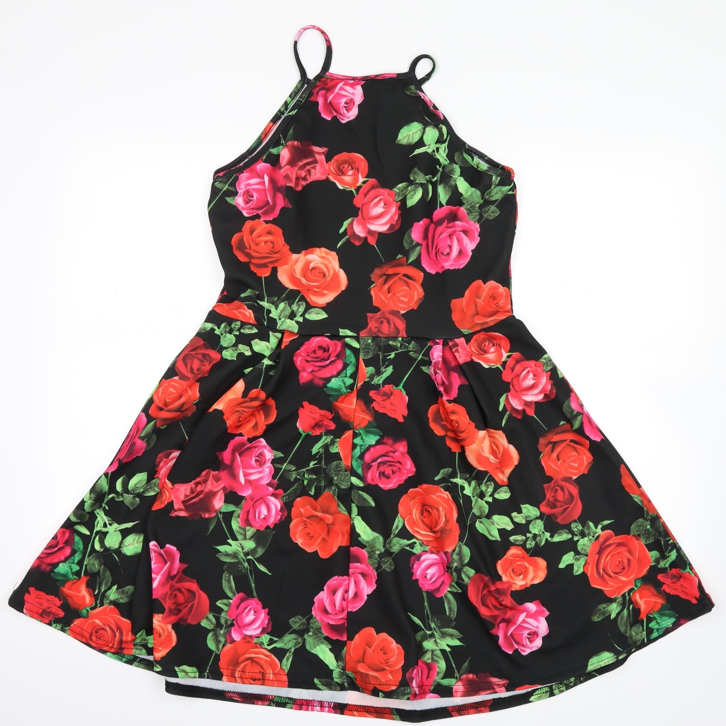 Select Womens Black Floral  Skater Dress  Size 14