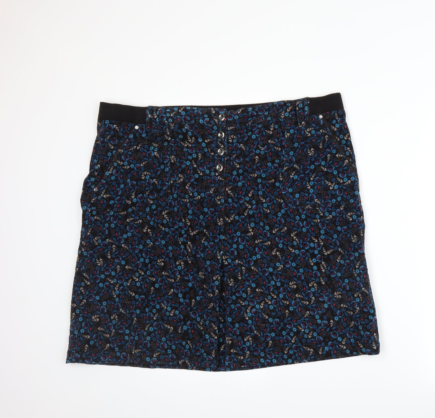 Maine New England Womens Black Floral  A-Line Skirt Size 18
