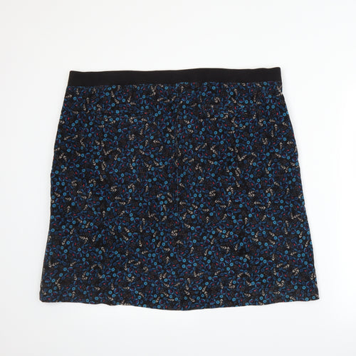 Maine New England Womens Black Floral  A-Line Skirt Size 18