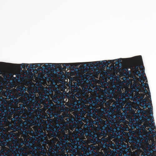 Maine New England Womens Black Floral  A-Line Skirt Size 18