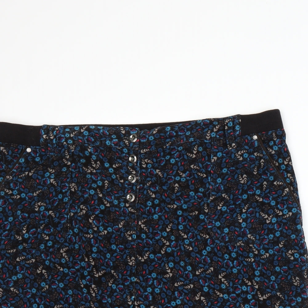 Maine New England Womens Black Floral  A-Line Skirt Size 18