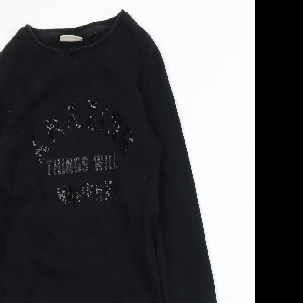 NEXT Girls Black   Basic T-Shirt Size 6 Years