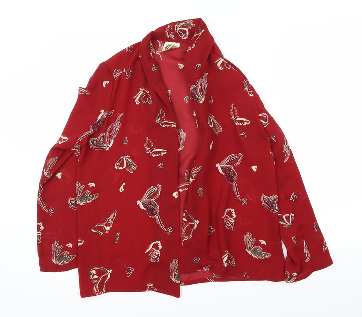 Cleo Womens Red Animal Print  Basic Blouse Size 14
