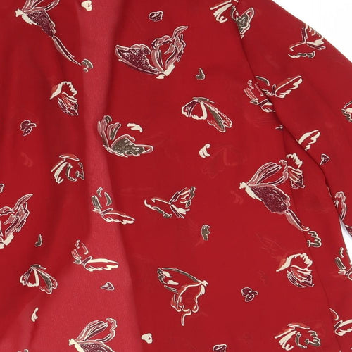 Cleo Womens Red Animal Print  Basic Blouse Size 14
