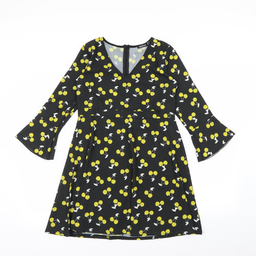 Boohoo Womens Black Polka Dot  Fit & Flare  Size 10