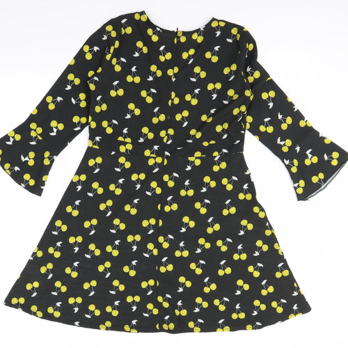 Boohoo Womens Black Polka Dot  Fit & Flare  Size 10