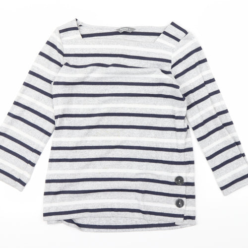 Nutmeg Womens Grey Striped  Pullover Jumper Size 8
