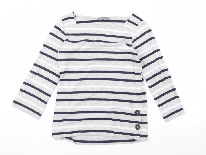 Nutmeg Womens Grey Striped Pullover Jumper Size 8