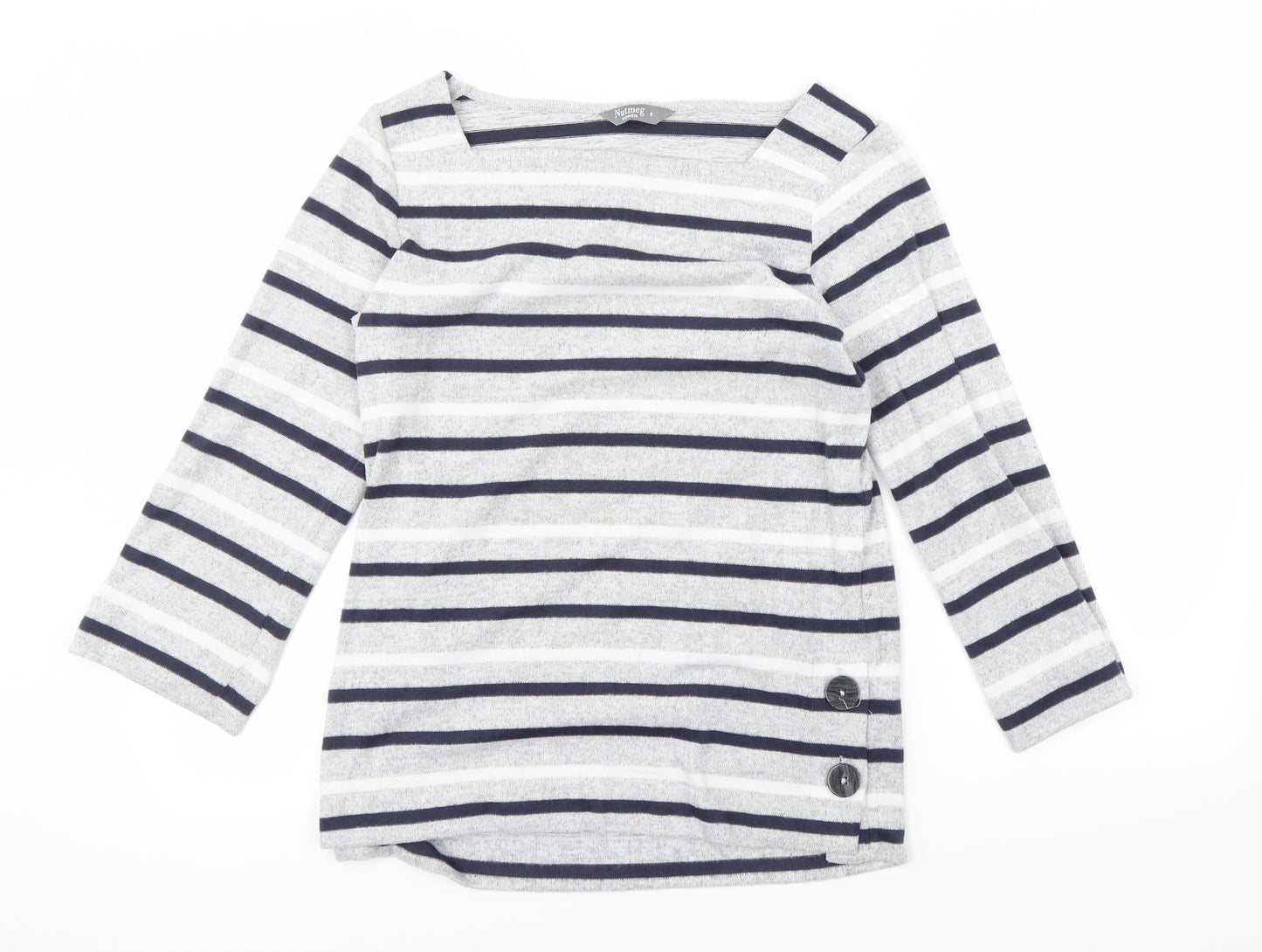 Nutmeg Womens Grey Striped  Pullover Jumper Size 8