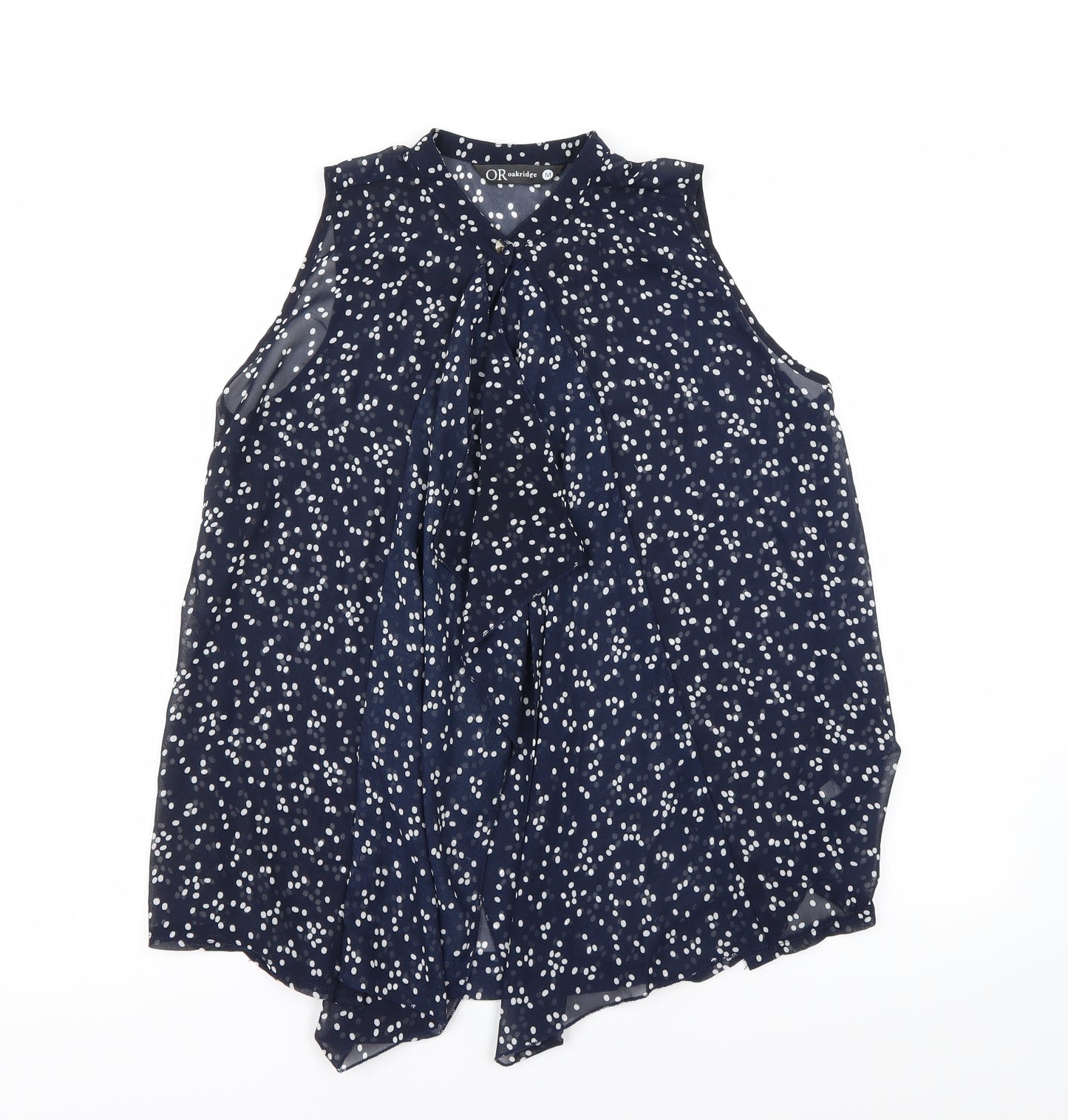 Oakridge Womens Blue Polka Dot  Basic Blouse Size M