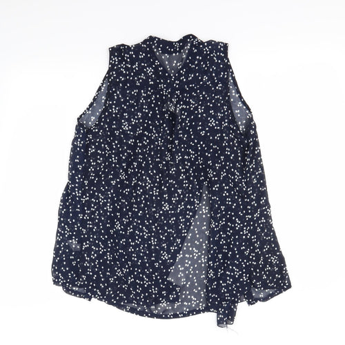 Oakridge Womens Blue Polka Dot  Basic Blouse Size M