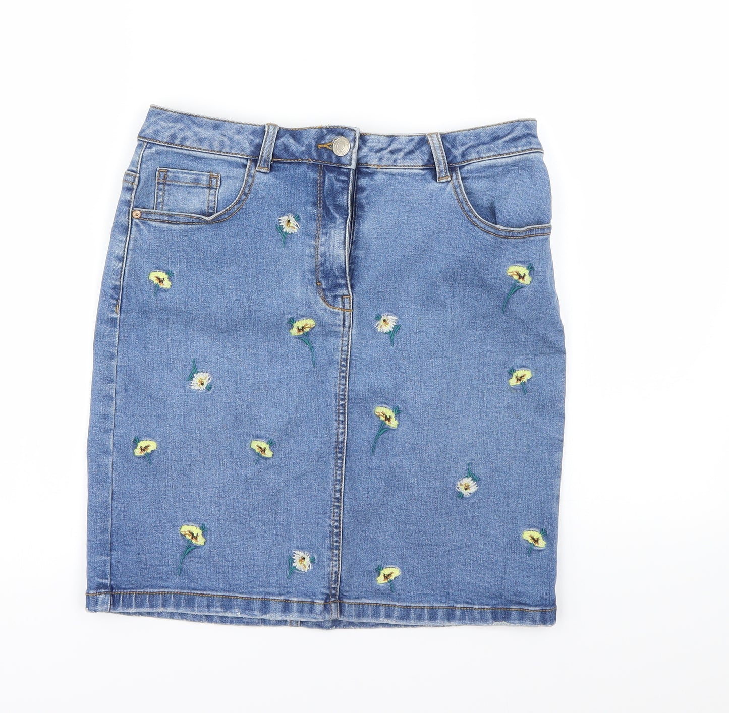 Denim Womens Blue Floral  Mini Skirt Size 10