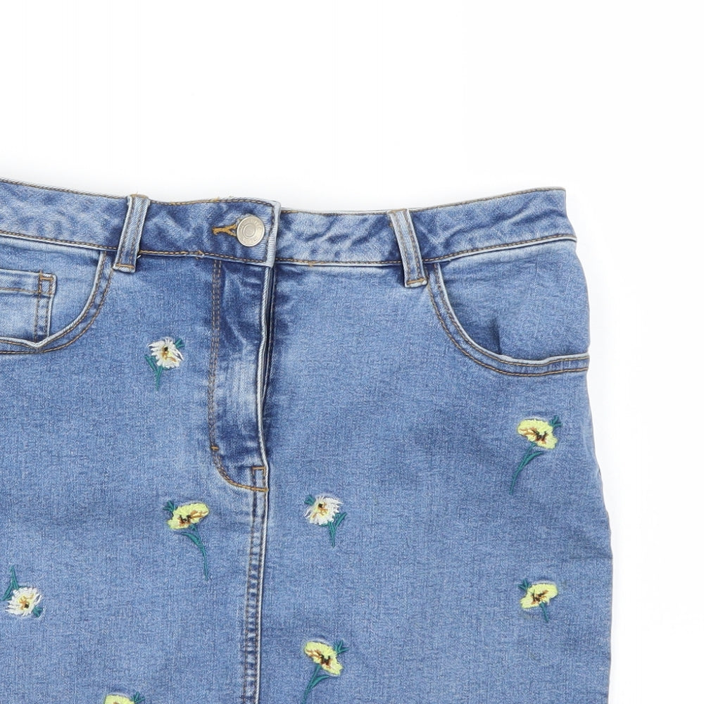 Denim Womens Blue Floral  Mini Skirt Size 10