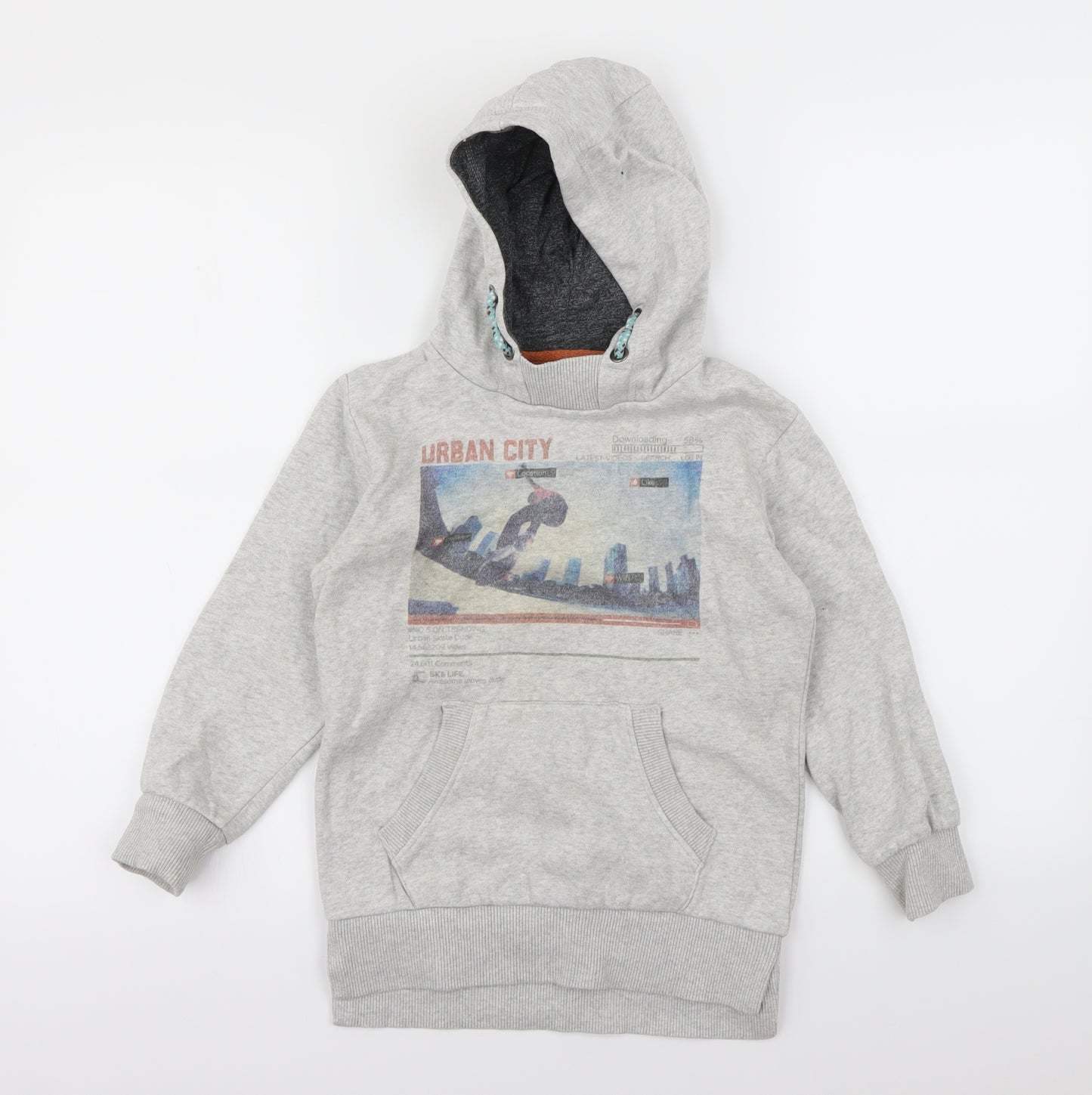 Preworn Boys Grey   Pullover Hoodie Size 7 Years