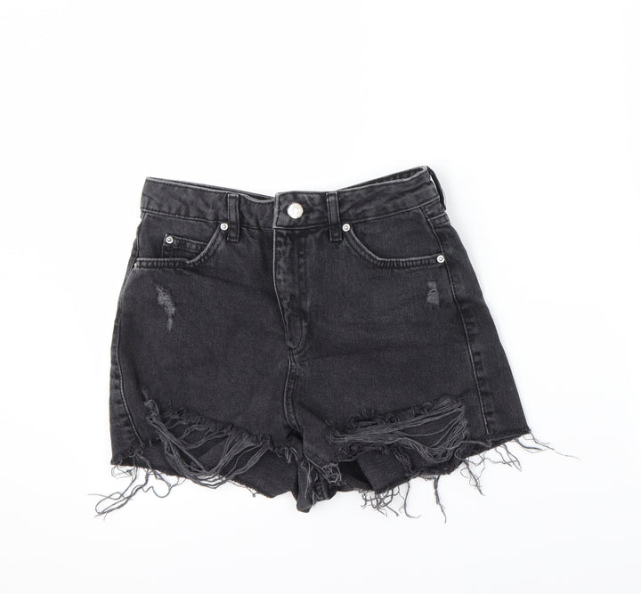 Topshop Womens Black Cut-Off Shorts Size 8