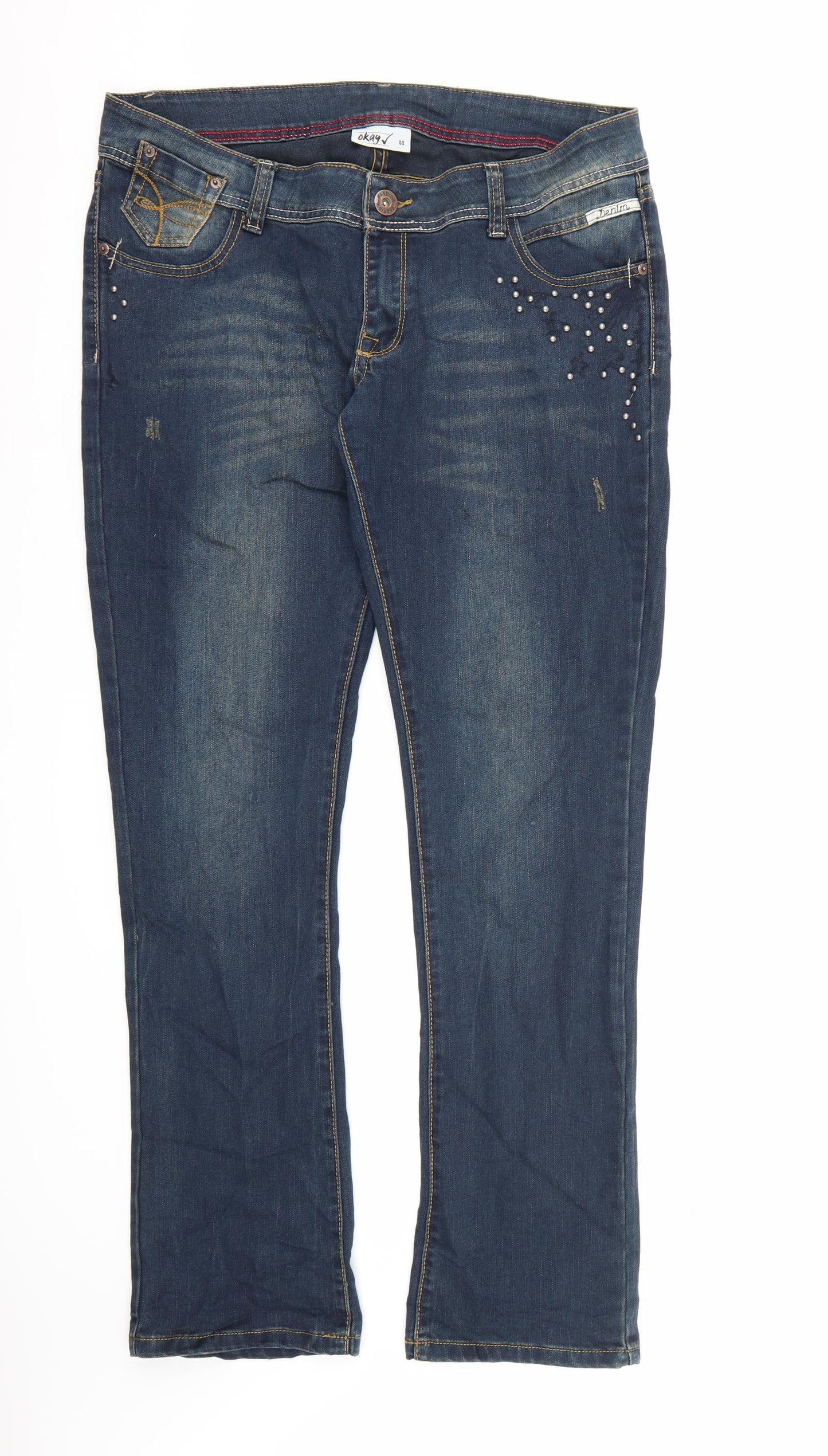 OKAY Womens Blue  Denim Bootcut Jeans Size 16 L34 in