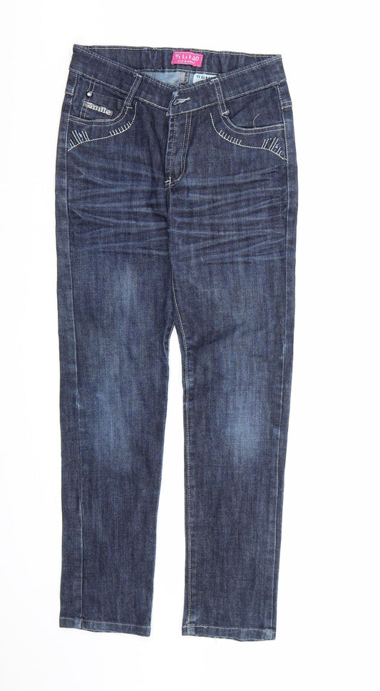Front view of Y.L.H Jeans girls’ blue denim skinny jeans, size 11, years