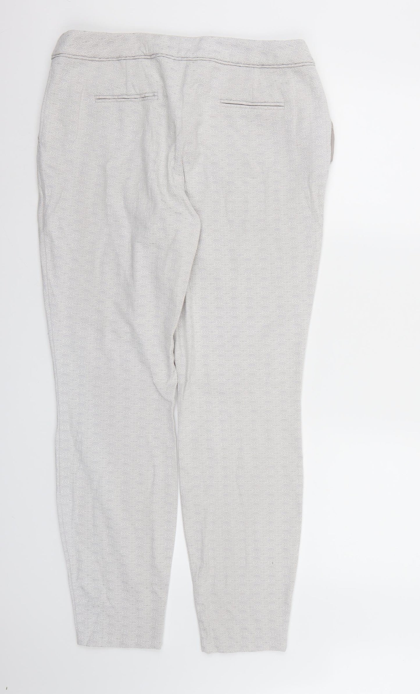 Wallis Womens Grey Geometric Rayon Trousers  Size 14 L28 in