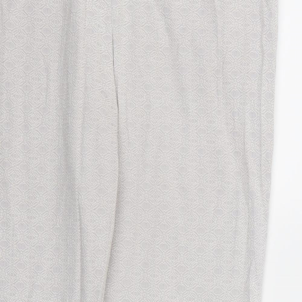 Wallis Womens Grey Geometric Rayon Trousers  Size 14 L28 in