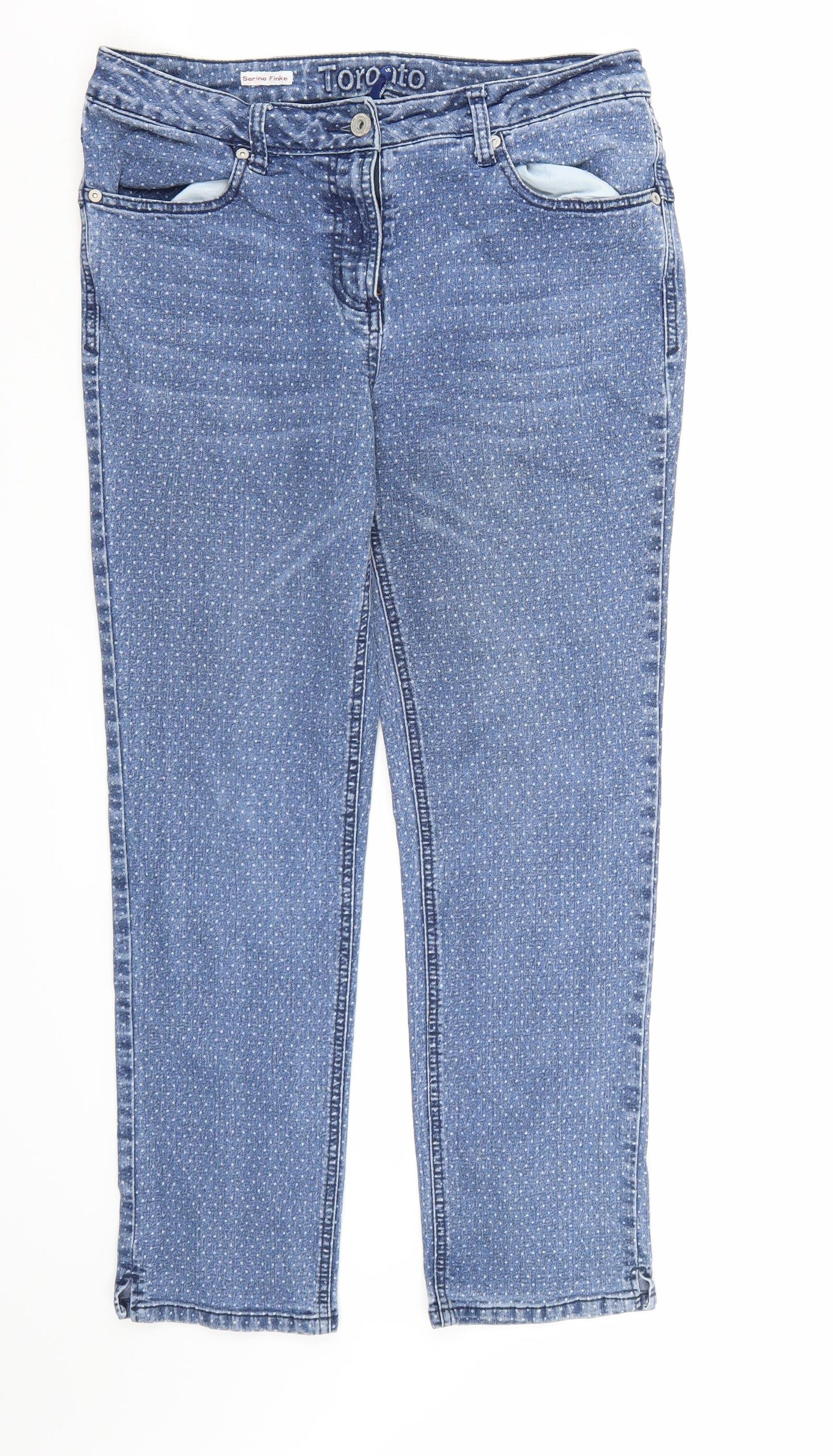 Cecil Womens Blue Polka Dot Denim Straight Jeans  L26 in