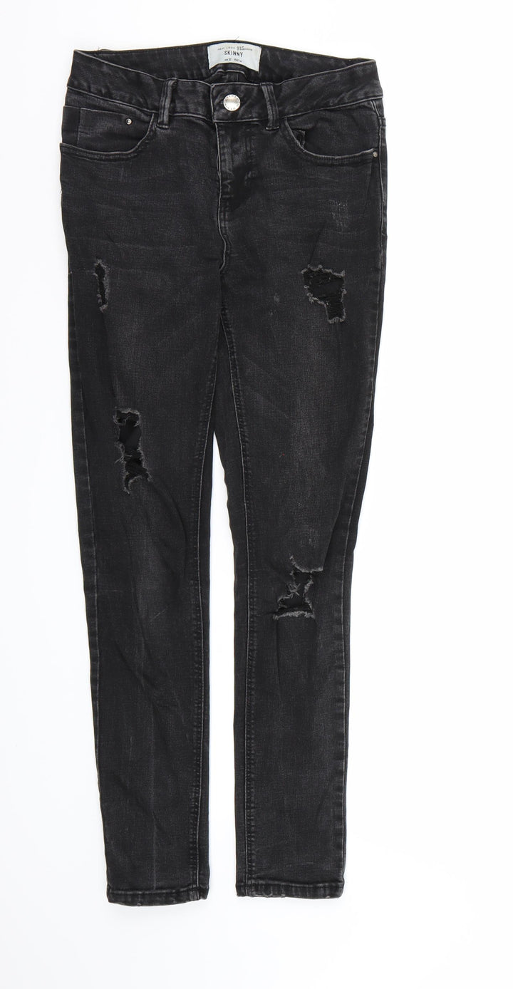 New Look Girls Black  Denim Skinny Jeans Size 12 Years - Distressed