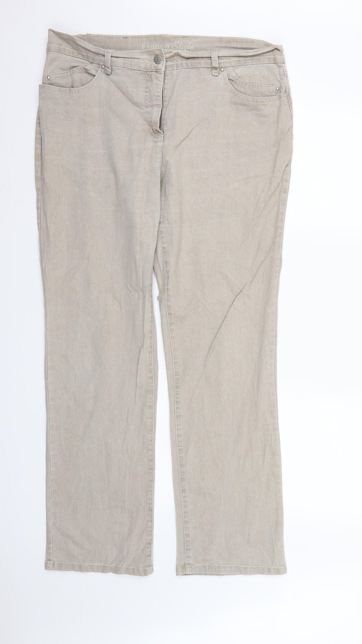 Preworn Womens Ivory  Denim Straight Jeans Size 18 L31 in