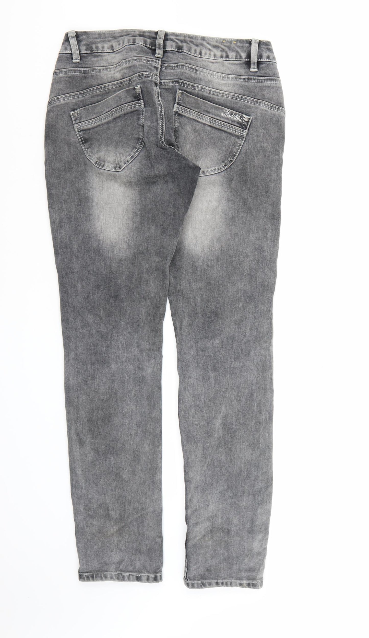 Multiblu Mens Grey  Denim Straight Jeans  L32 in